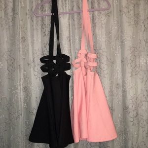 Two Urban CoCo size L Suspender Skirts black pink
